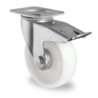 Swivel Brake 125mm White Elastic Castor